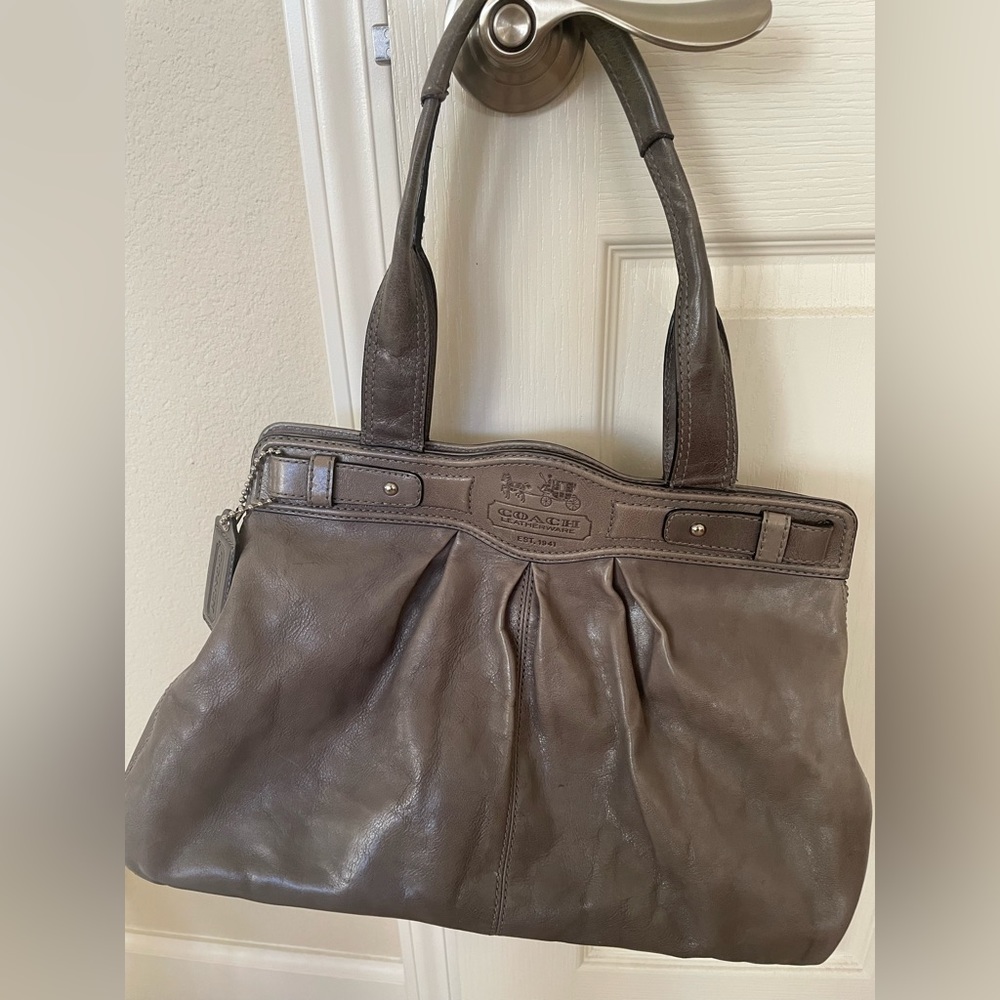 Coach gray leather handbag